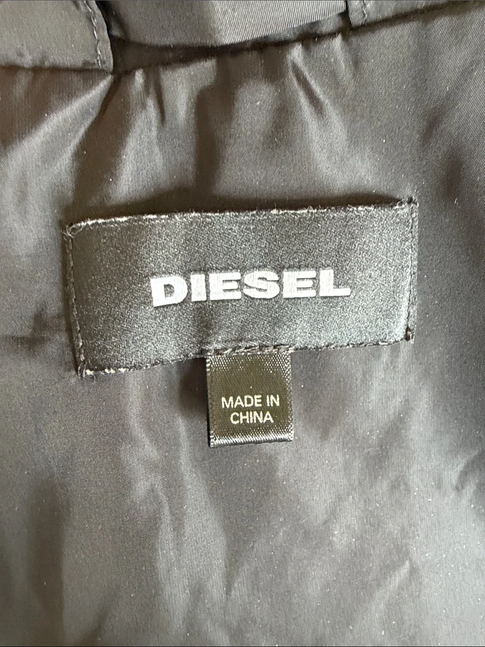Diesel Black Windbreaker with White Snaps and Red Logo Medium Like New